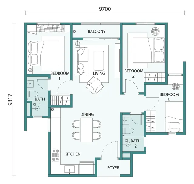 SkyAwani 6, Setapak 800 sq ft · 3 bed